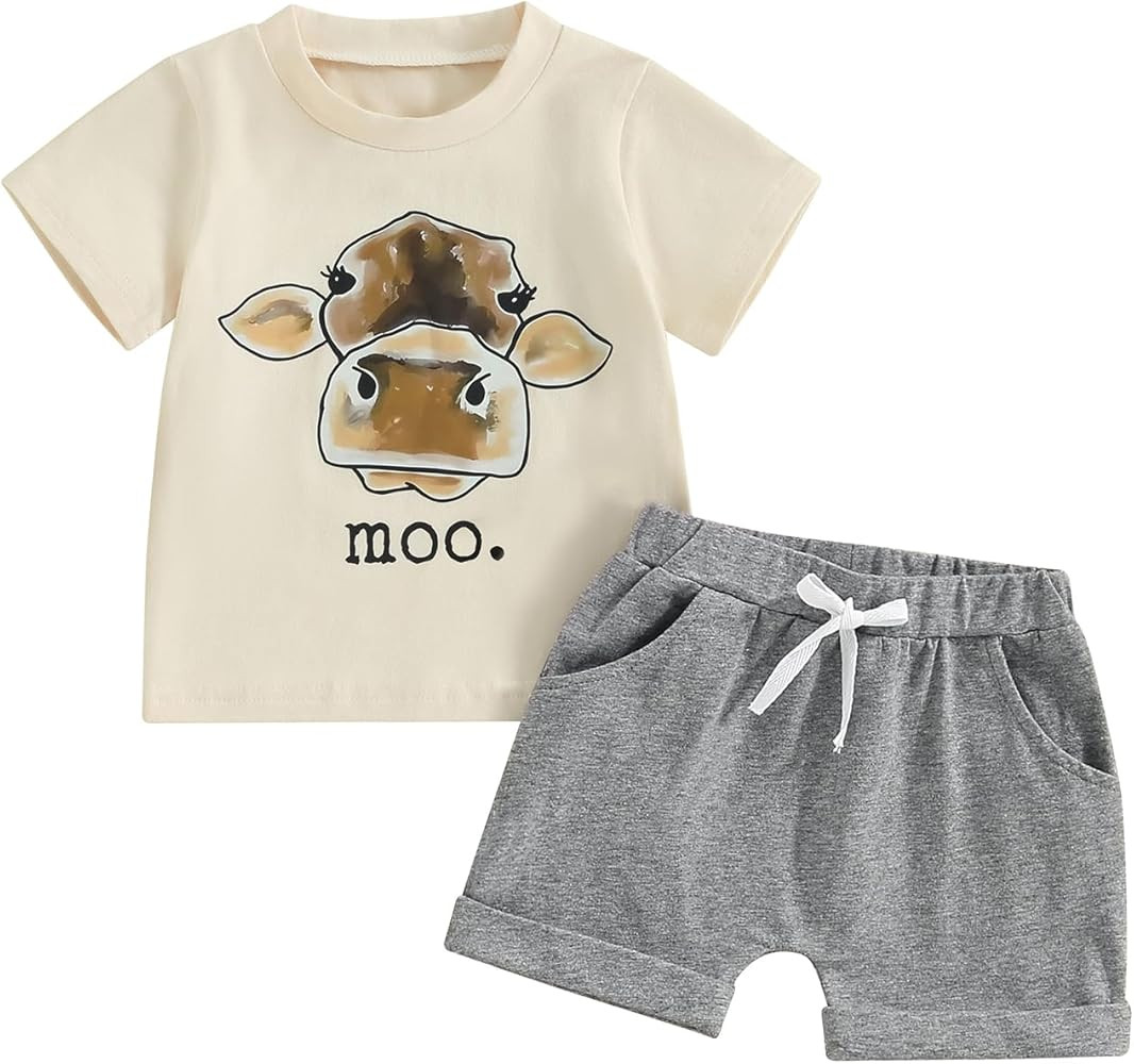 WZTYYDS Toddler Boys Summer Outfits Animal Print Short Sleeve T-Shirt and Elastic Shorts for 2 Pi... | Amazon (US)