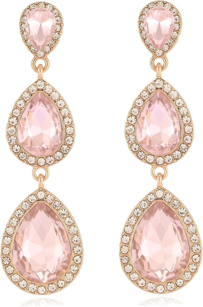 Vintage Rhinestone Teardrop Dangle Earrings Long Dangling Drop Earrings Crystal Chandelier Earrin... | Amazon (US)