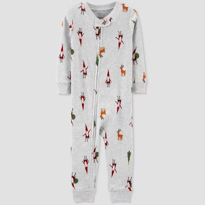 Toddler Organic Cotton Christmas Footless Pajama Jumpsuit - little planet organic by carter's Whi... | Target