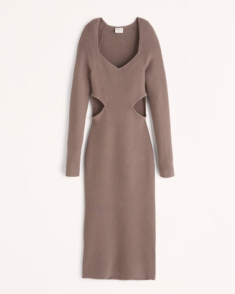 Women's Long-Sleeve Cutout Midi Sweater Dress | Women's Dresses & Jumpsuits | Abercrombie.com | Abercrombie & Fitch (US)