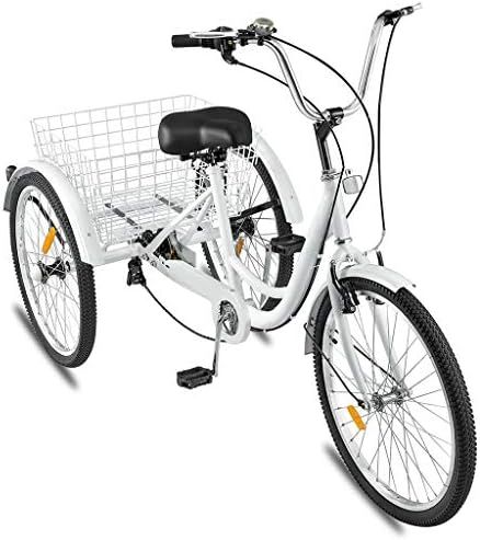 24-inch Adult Tricycle 1/7 Speed 3-Wheel Pedal Bicycle with Shopping Basket Suitable for Men and ... | Amazon (US)