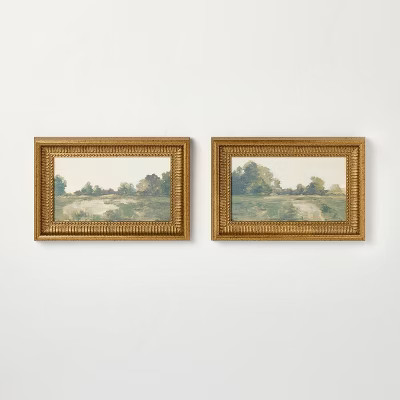 8"x12" Green Landscapes Framed Wall Art 2pc Set (No Glass) - Hearth & Hand™ with Magnolia | Target