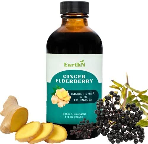 Ginger Elderberry Immune Defense Syrup with Echinacea, Vitamin C, Honey - Organic Super Premium Liqu | Amazon (US)