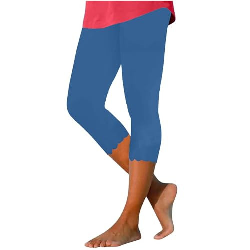 Capri Yoga Pants for Women Dressy High Waisted Cropped Leggings Summer Casual Capris Gym Outfits Dark Blue licras Deportivas de Mujer 2X | Amazon (US)