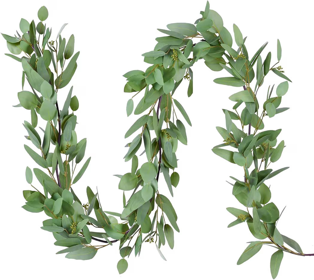 DearHouse 5.5ft Seeded Eucalyptus Garland, Artificial Vines Faux Eucalyptus Leaves Table Garland ... | Amazon (US)