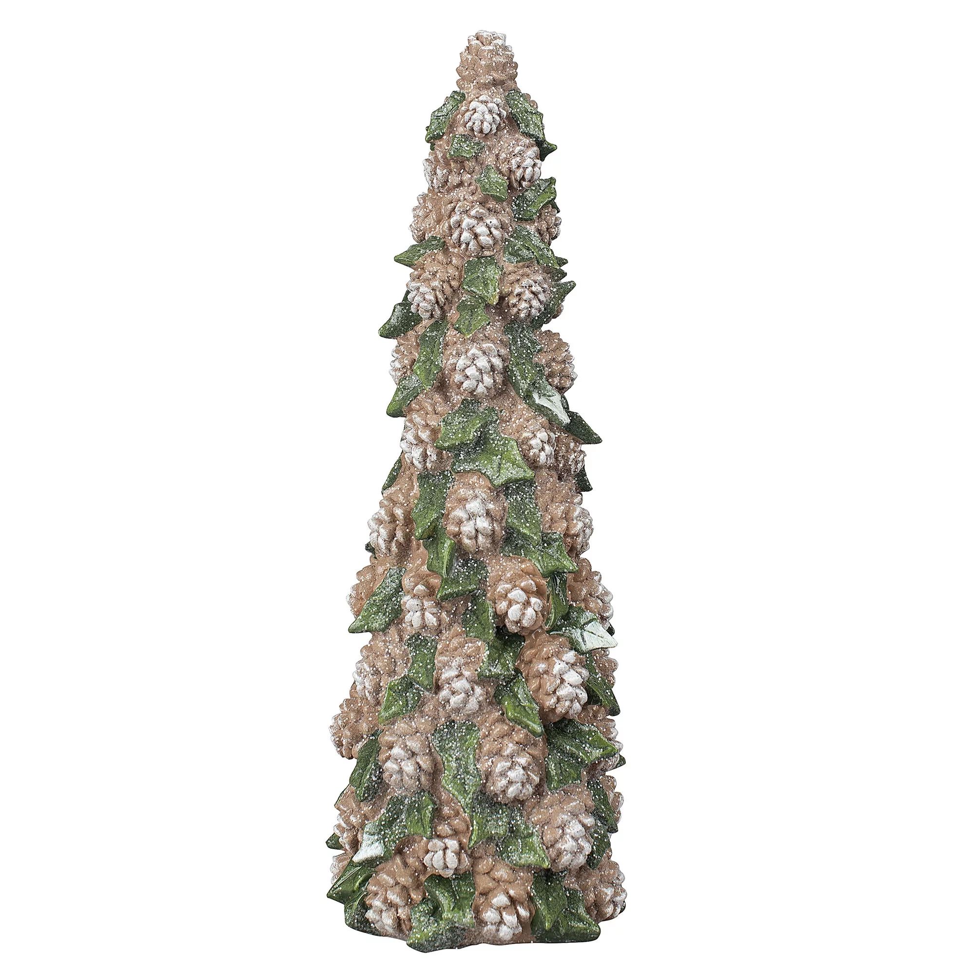 Large Brown Polyresin Pinecone Tree Christmas Tabletop Decoration, 14.4 in, by Holiday Time | Walmart (US)