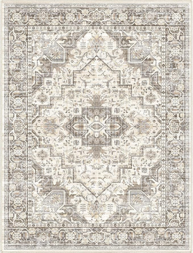 Washable Vintage Area Rug 8x10，Printed Vintage Home Decor, Floor Decoration Carpet Mat，Thin R... | Amazon (US)