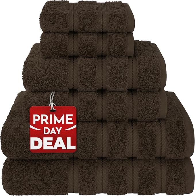 American Soft Linen Luxury 6 Piece Towel Set, 2 Bath Towels 2 Hand Towel 2 Washcloths, 600 GSM 10... | Amazon (US)