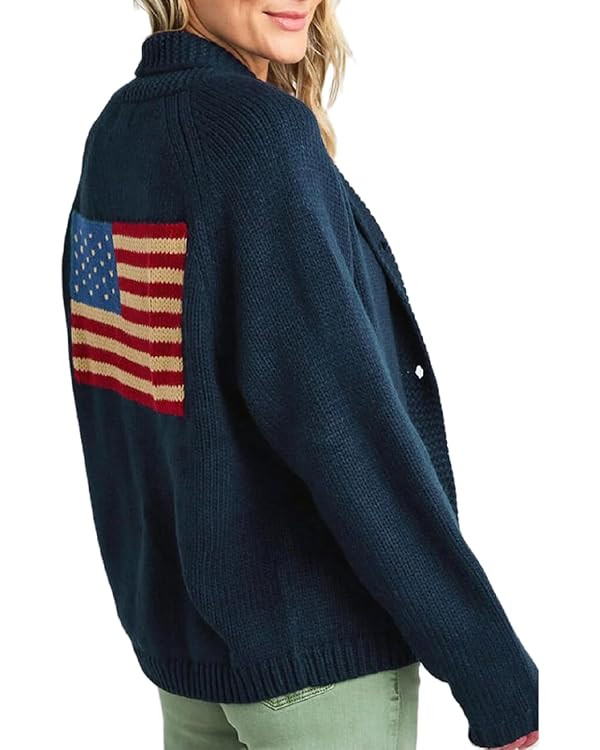 Fourth of July American Flag Knit Sweater Cardigan for Women Y2k USA Patriotic Vintage Knitwear C... | Amazon (US)