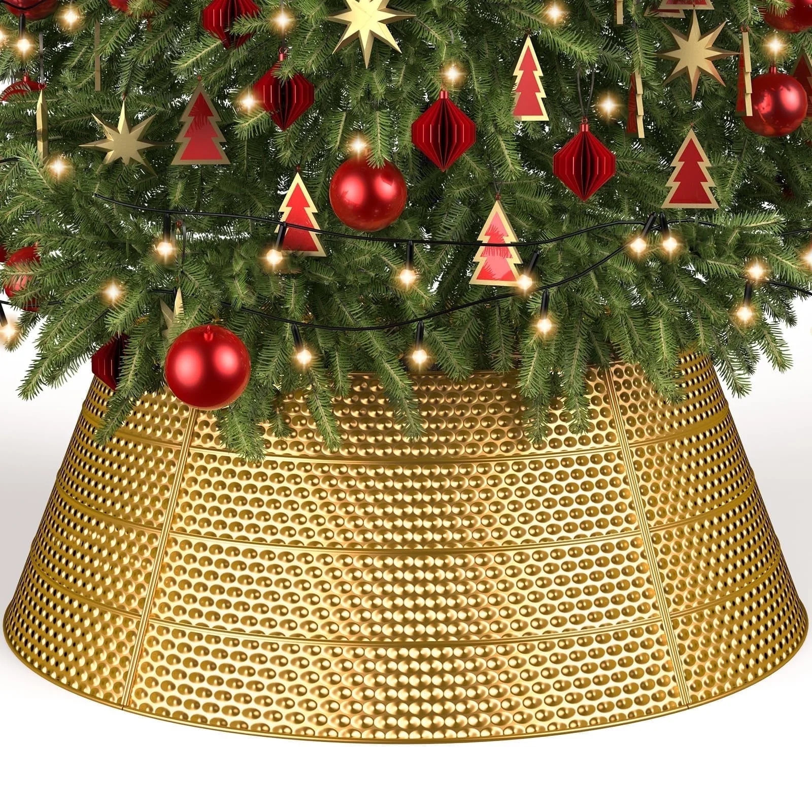 28 inch Christmas Tree Collar, Christmas Tree Skirt Cover for Christmas Tree Decorations | Metal ... | Walmart (US)