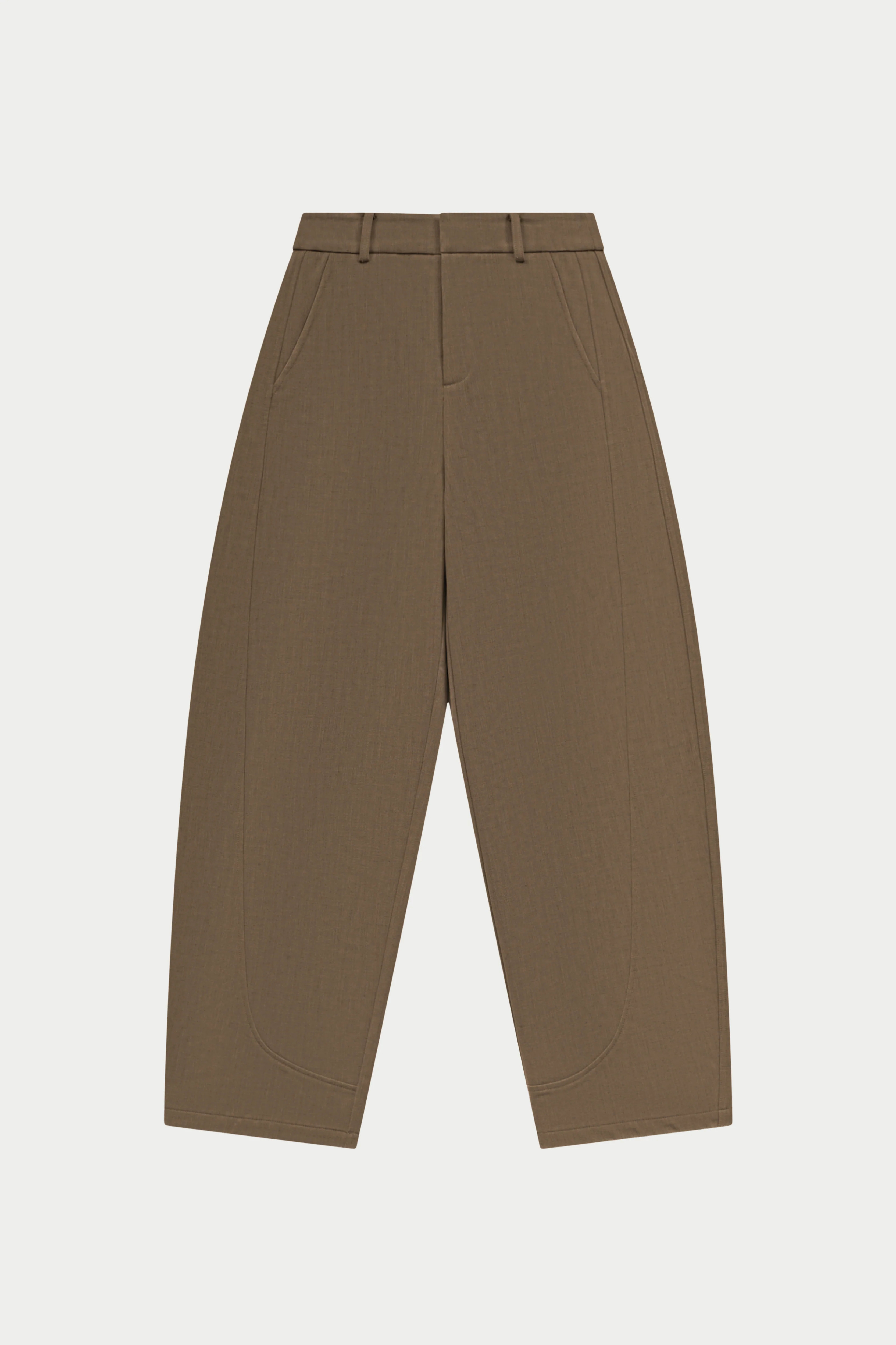 Micro Check Barrel Leg Trousers - Brown | The Couture Club