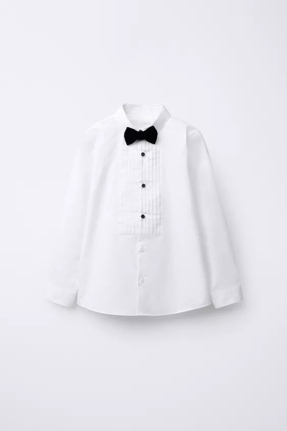 DETACHABLE VELVET BOW TIE SHIRT | Zara US