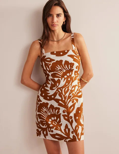 Strappy Linen Mini Dress - Pumpkin, Oak Terrace | Boden (US)