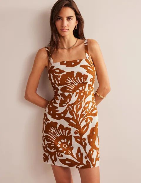 Strappy Linen Mini Dress - Pumpkin, Oak Terrace | Boden (US)