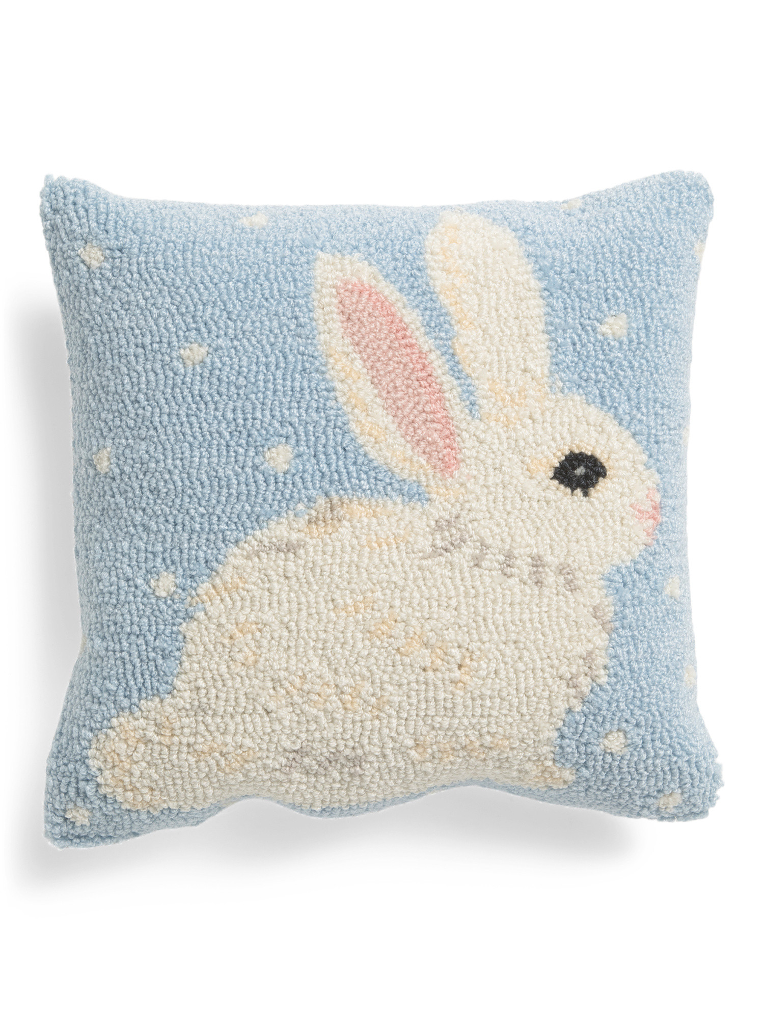 14x14 Hooked Dotted White Bunny Pillow | TJ Maxx