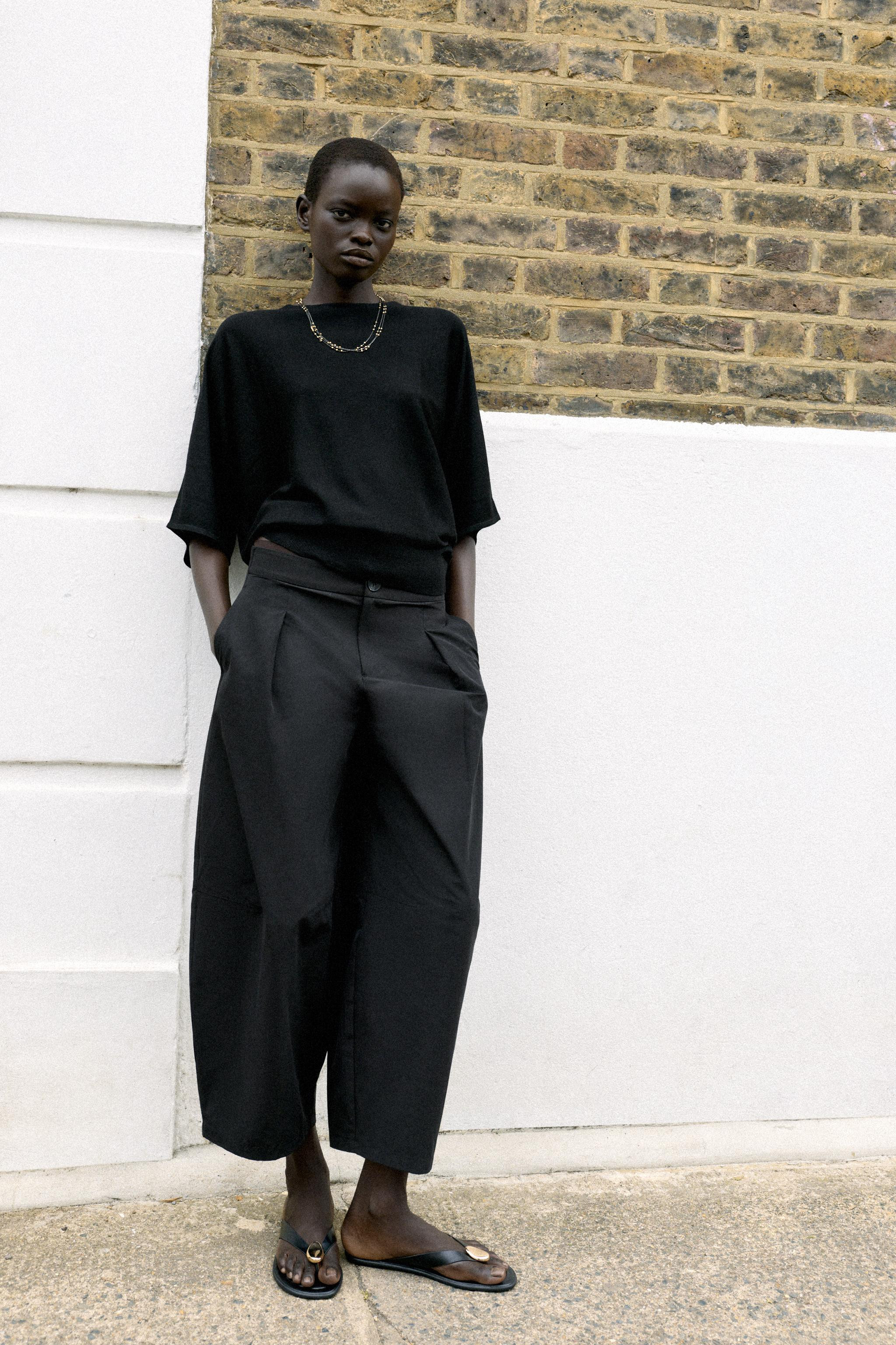 POPLIN BARREL TROUSERS | Zara US