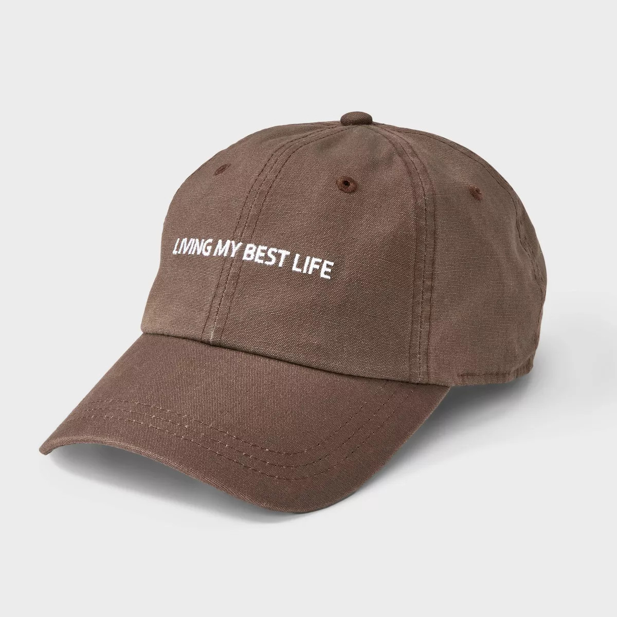 Women's Living My Best Life Cotton Baseball Hat - Universal Thread™ Brown: Adjustable Canvas Ca... | Target