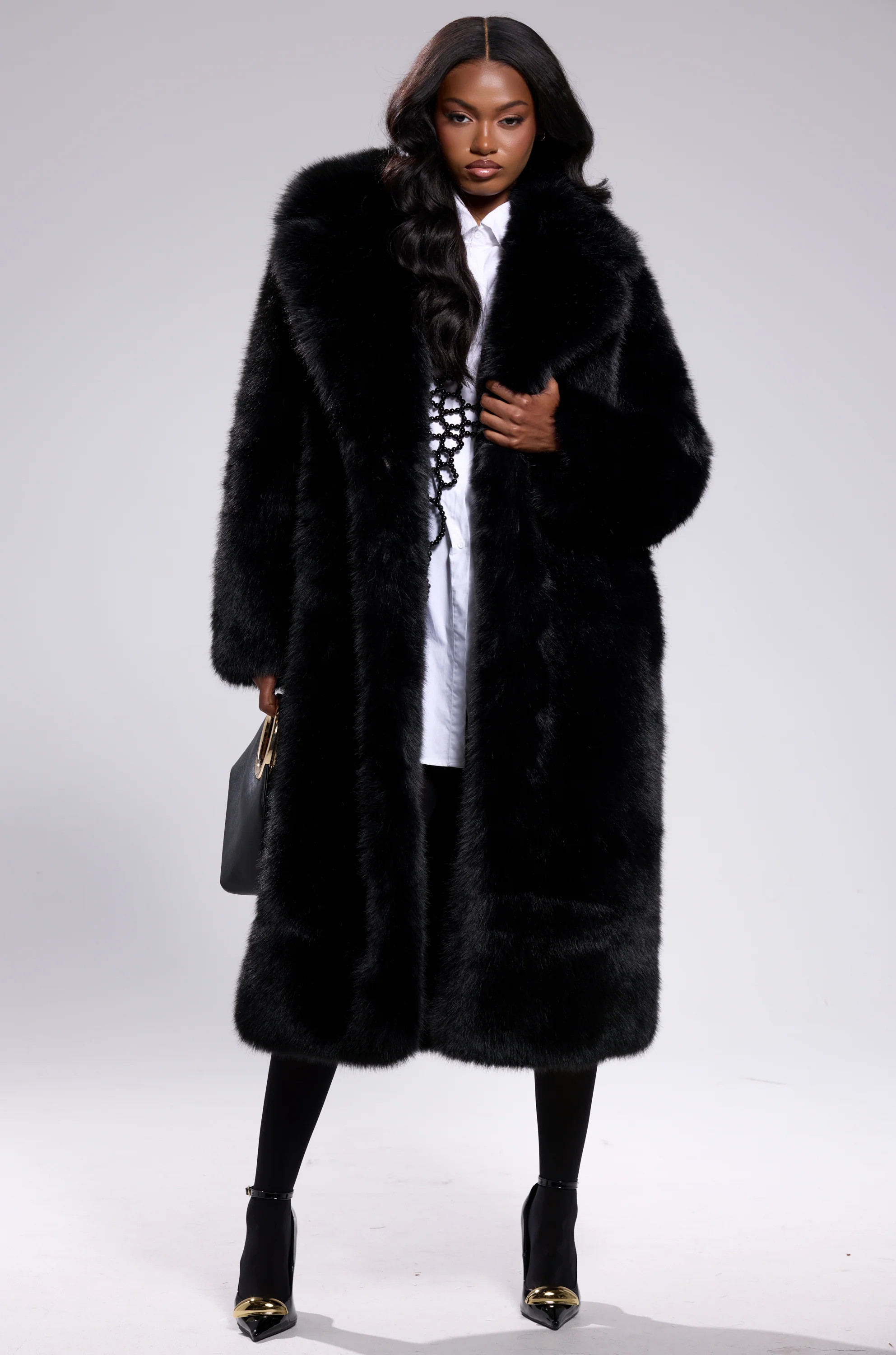 OSLO FAUX FUR COAT IN BLACK | AKIRA