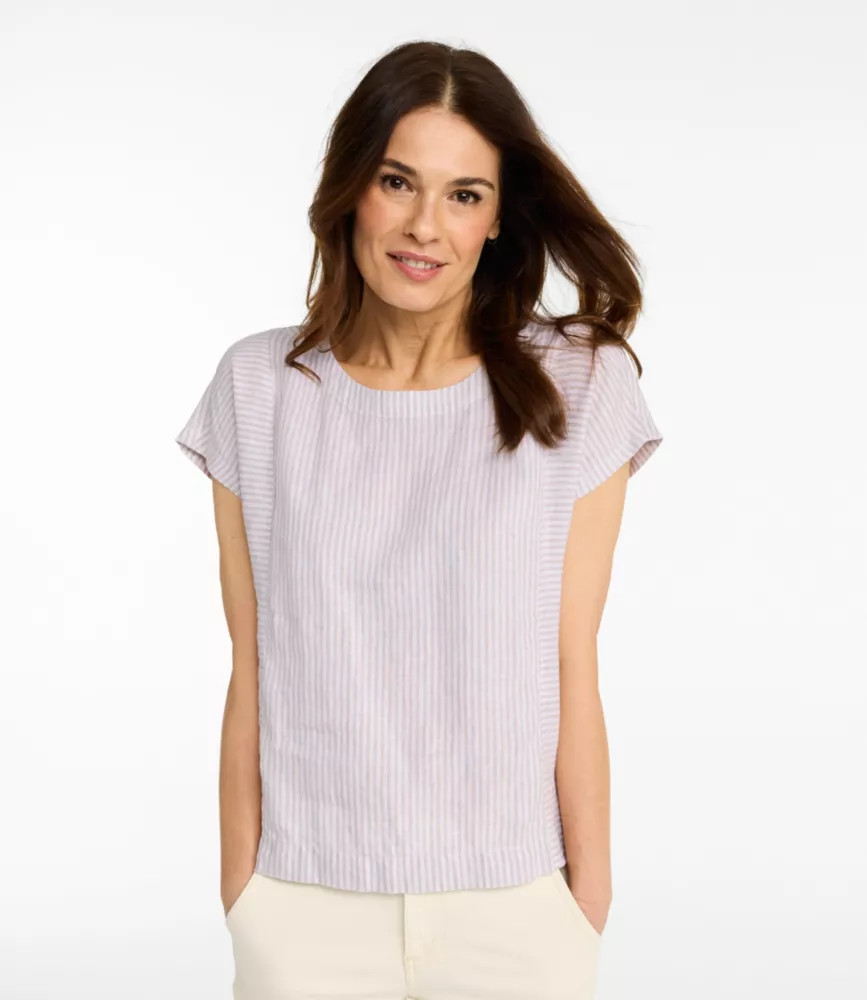 Women's Premium Washable Linen Shirt, Short-Sleeve Stripe | L.L. Bean