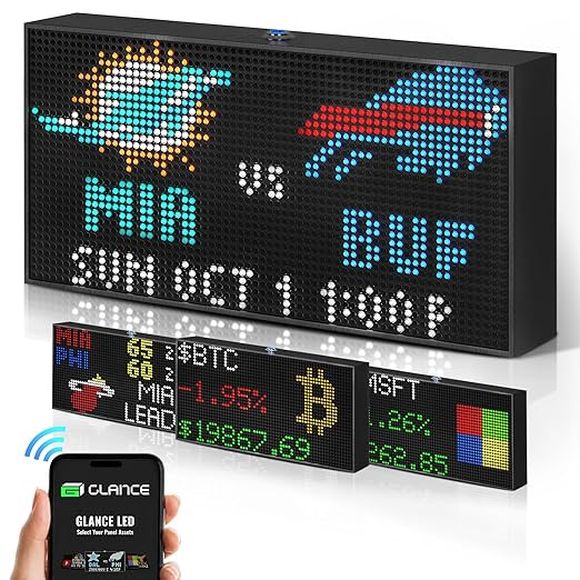 Glance LED Ticker - Customizable LED Display Sports Ticker, LED Display for Man Cave, Stock Marke... | Amazon (US)