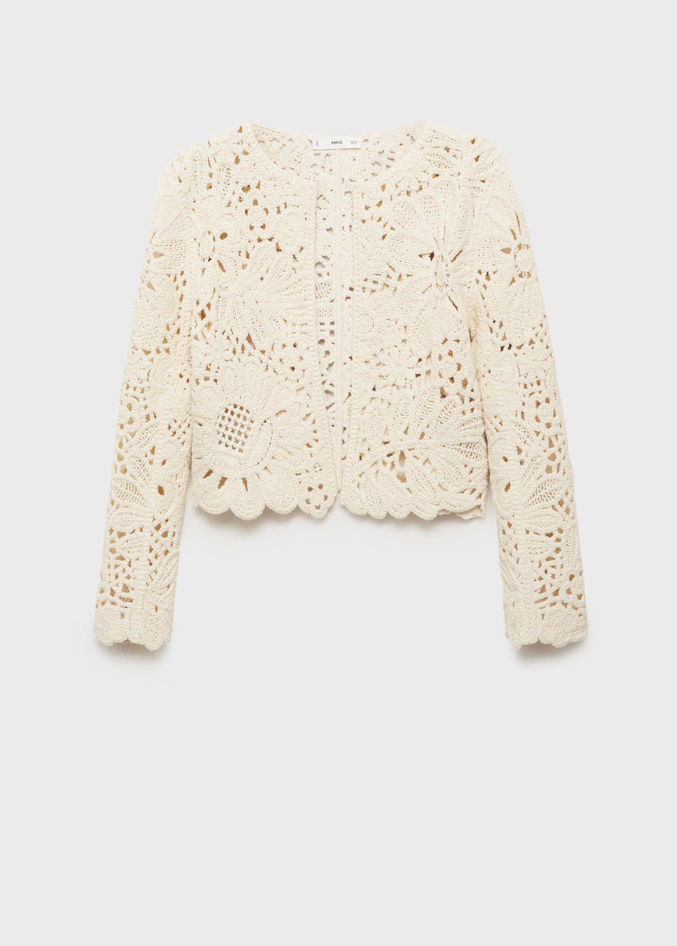 Openwork knitted jacket with scalloped hem - Women | MANGO USA | Mango (US/MX/AU)