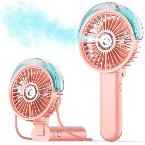 SWEETFULL Portable Misting Fan - 180° Foldable Handheld Personal Fan with Mist Spray, 3 Speeds, 30ml Water Tank, USB Rechargeable for Travel, Outdoors, Makeup, Camping, Home, and Office Use | Amazon (US)