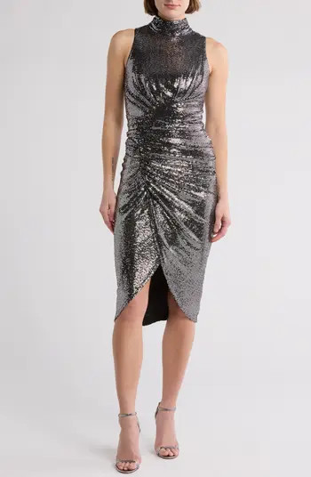 Metallic Mock Neck Cocktail Dress | Nordstrom Rack