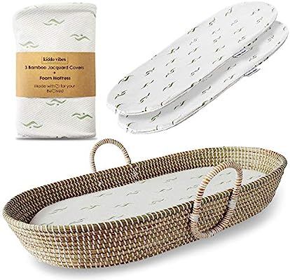 Baby Changing Basket for Nursery Changing Table Set. Baby Moses Basket, Thick Diaper Changing Pad... | Amazon (US)