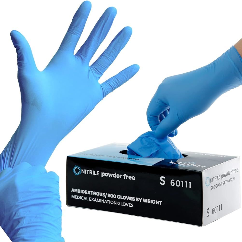 FINITEX Blue Disposable Nitrile Exam Gloves - 200 PCS/BOX 3.5mil Rubber Powder-Free Latex-Free Me... | Amazon (US)