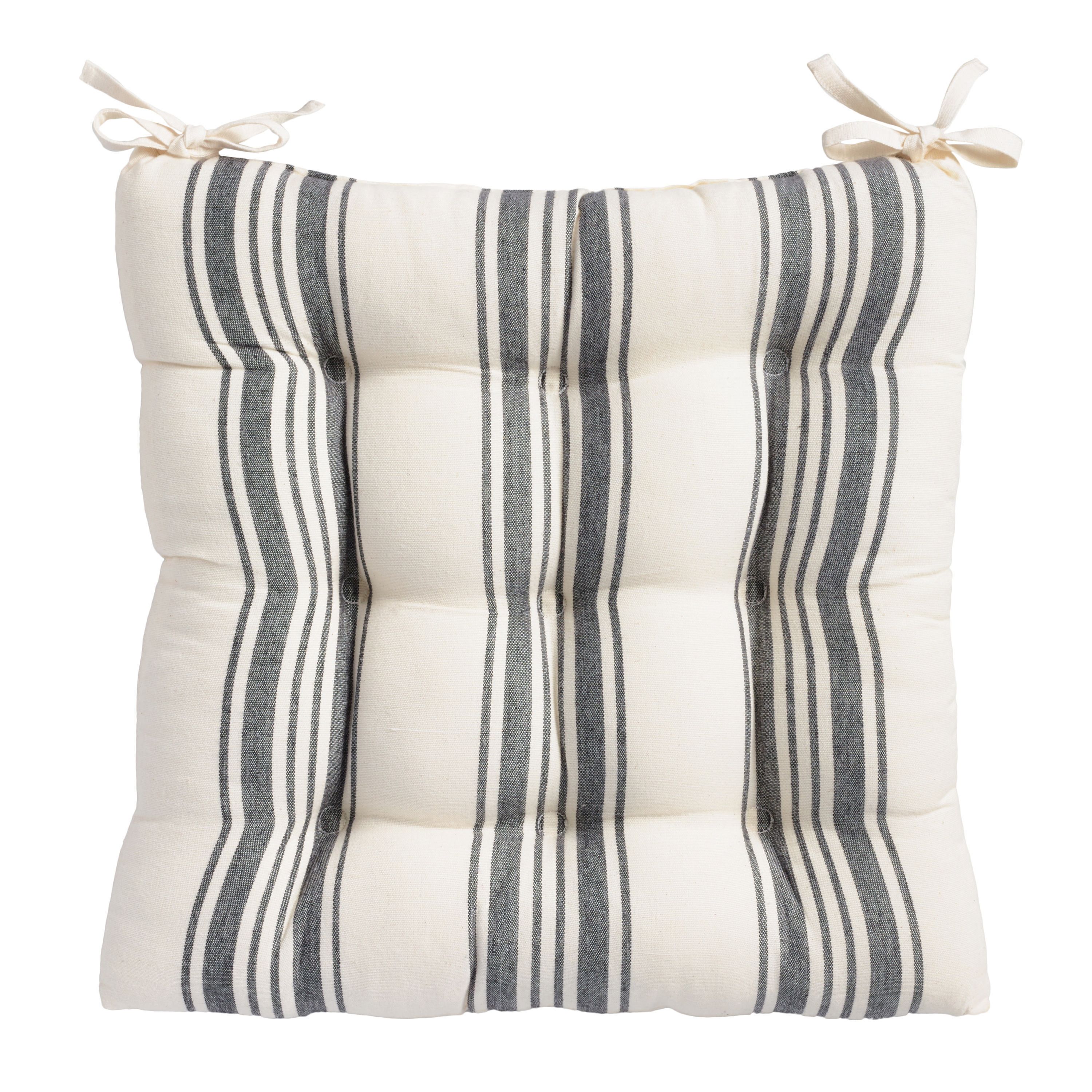 Black Villa Stripe Chair Cushion | World Market