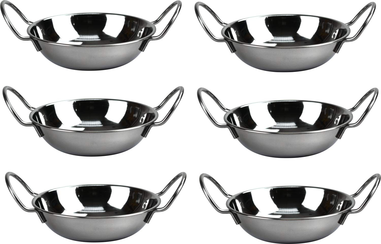 SET OF 6 STAINLESS STEEL 17CM BALTI DISHES - INDIAN SERVING DISHES - CURRY NIGHT - Fast Dispatch ... | Amazon (UK)