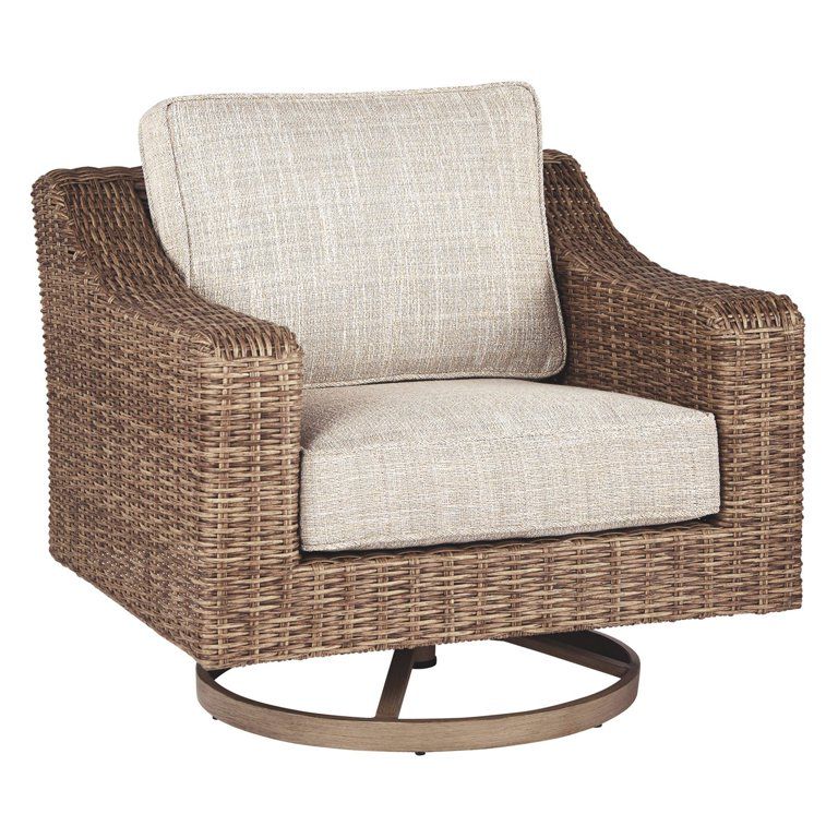 Signature Design by Ashley Beachcroft Wicker Swivel Patio Lounge Chair with Cushion | Walmart (US)