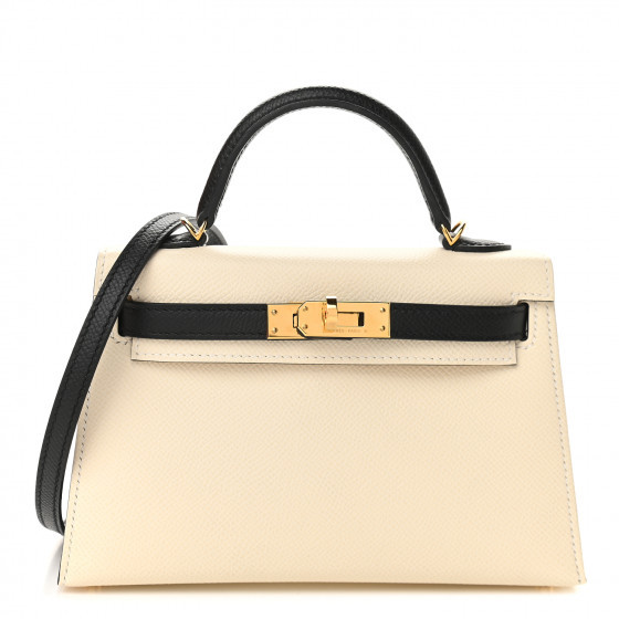 HERMES Epsom Mini Horseshoe Kelly Sellier 20 Craie Black | FASHIONPHILE (US)