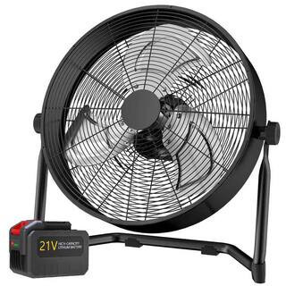18 in. Rechargeable Camping Floor Fan, 5000CFM Portable Outdoor Fan with Built-in Lithium Battery | The Home Depot