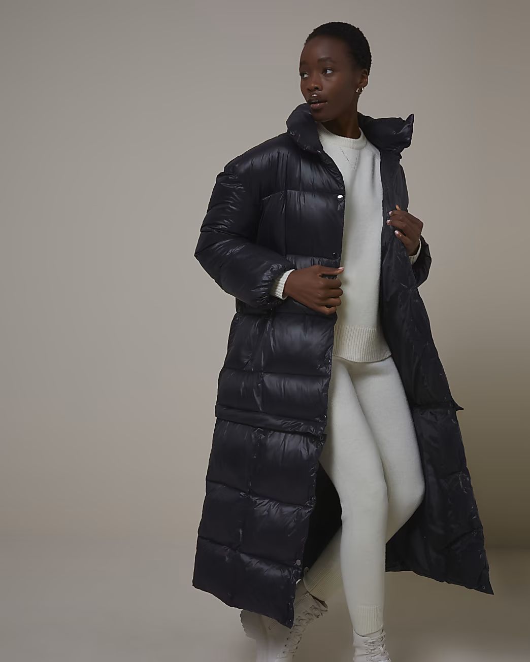 River Island Womens Black RI Studio 2 in 1 Puffer Coat | River Island (US)