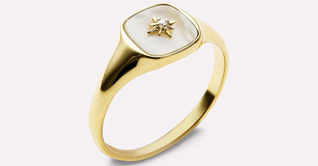 Gold Signet Ring - Amara Mother of Pearl | Ana Luisa