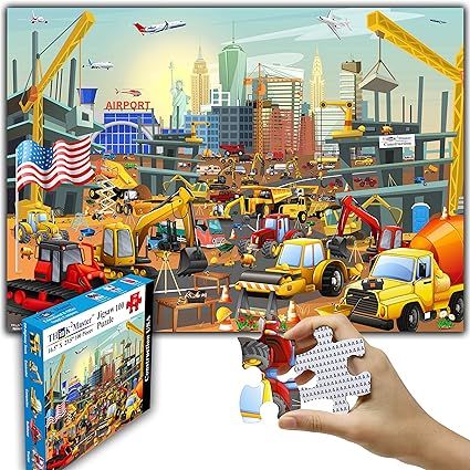 Think2Master Construction in New York City, USA 100 Pieces Jigsaw Puzzle Fun Educational Toy for ... | Amazon (US)