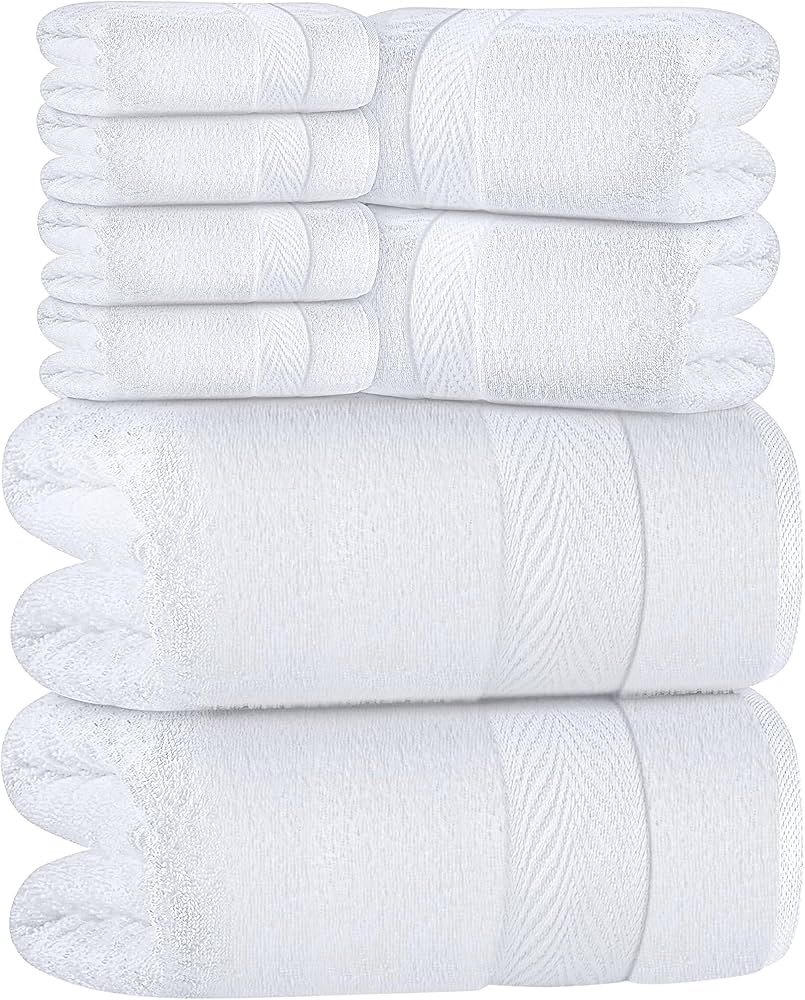 Oakias Premium Towel Set 600 GSM 8 Piece White - 100% Ring Spun Cotton Highly Absorbent Towels Se... | Amazon (US)