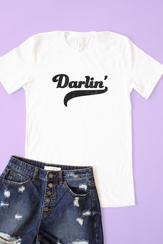 Darlin' White Graphic Tee | The Pink Lily Boutique
