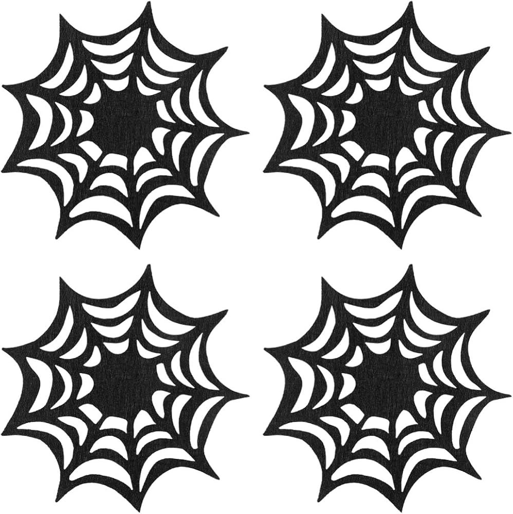 SEWACC 10pcs Halloween Spider Web Coasters Black Cobweb Placemat Decorative Table Placemats for H... | Amazon (US)