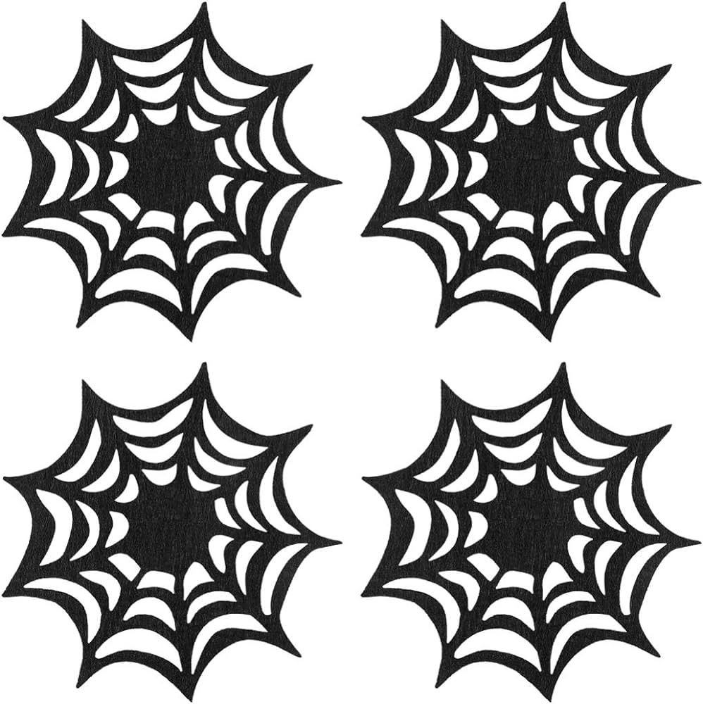 SEWACC 10pcs Halloween Spider Web Coasters Black Cobweb Placemat Decorative Table Placemats for H... | Amazon (US)