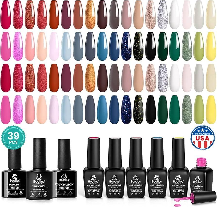 Beetles Gel Nail Polish Set, 36 Colors All Season Holiday Gel Polish with Base/ Top Coat Soak Off Pi | Amazon (US)