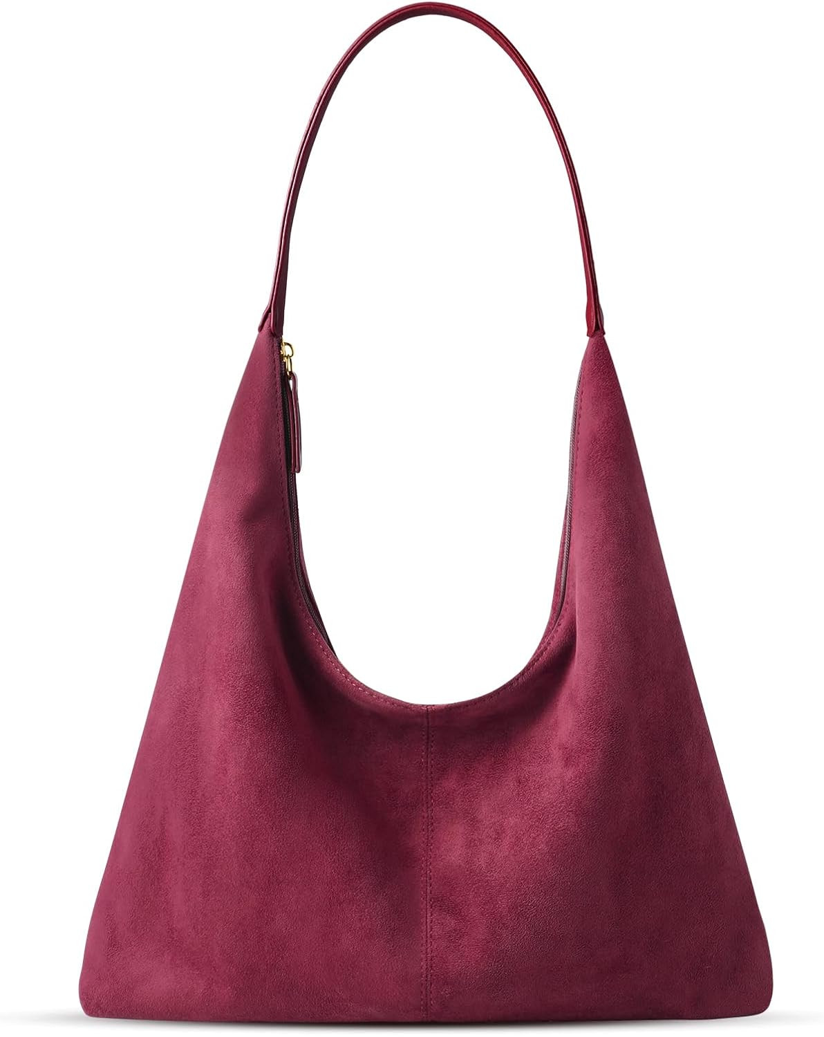 Suede Shoulder Bag for Women Suede Purse Boho Bags Slouchy Tote Bag Satchels Trendy Crescent Crossbody Bag Handbag Burgundy | Amazon (US)