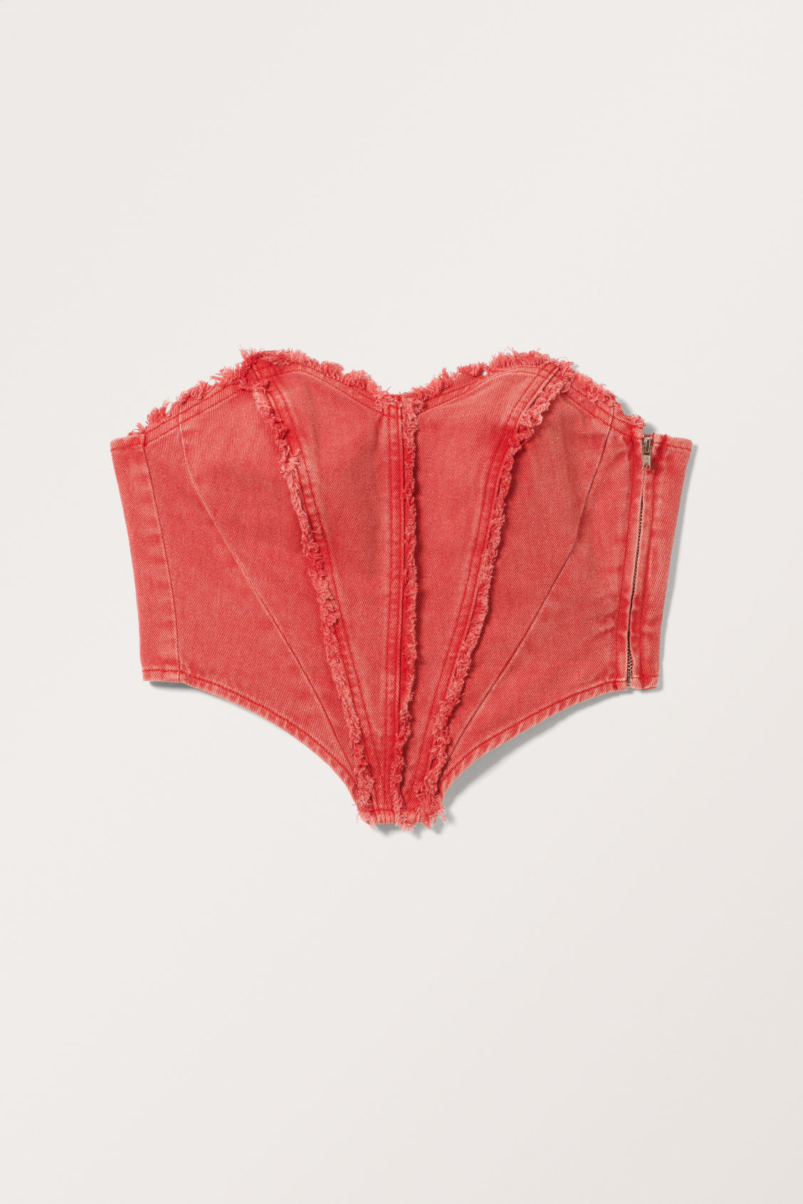 Heart Denim Bustier Top - Red | Monki