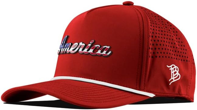 Branded Bills America Script Colored Leather 5 Panel Rope Hat for Men | Baseball Cap | Amazon (US)