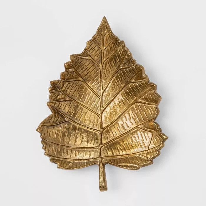 14" x 10" Metal Leaf Serving Tray Gold - Threshold™ | Target