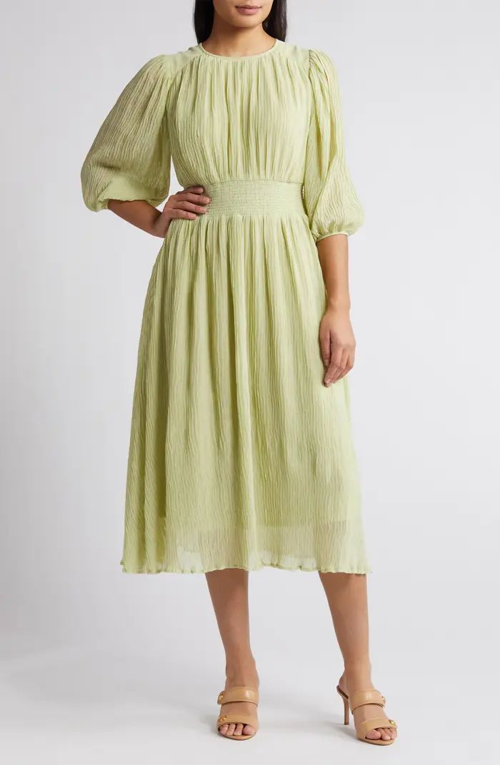 Three-Quarter Sleeve Midi Dress | Nordstrom