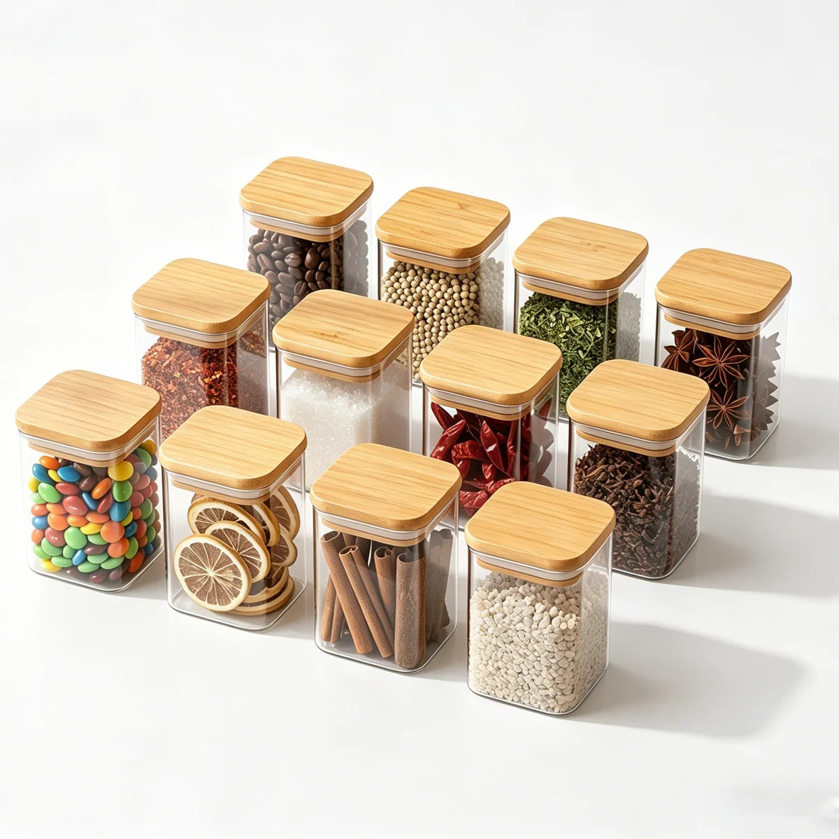 12-piece square glass seasoning jars with flip covers and waterproof labels, 7 ounces each (Set o... | Wayfair North America