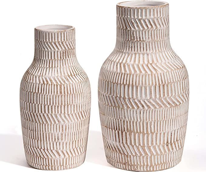 TERESA'S COLLECTIONS Rustic Ceramic Vase for Home Decor, Modern Farmhouse Vases for Pampas Grass,... | Amazon (US)