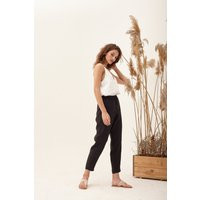 Black Linen Trousers, Pants, Loose Beach High Waisted Clothing, Cropped Pants | Etsy (US)